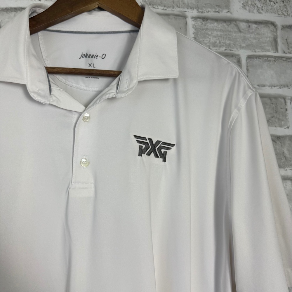 Johnnie-O x PXG Mens XL White Performance Golf Polo Shirt Short Sleeve Stretch
